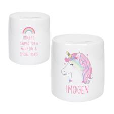 Personalised Unicorn Ceramic Money Box